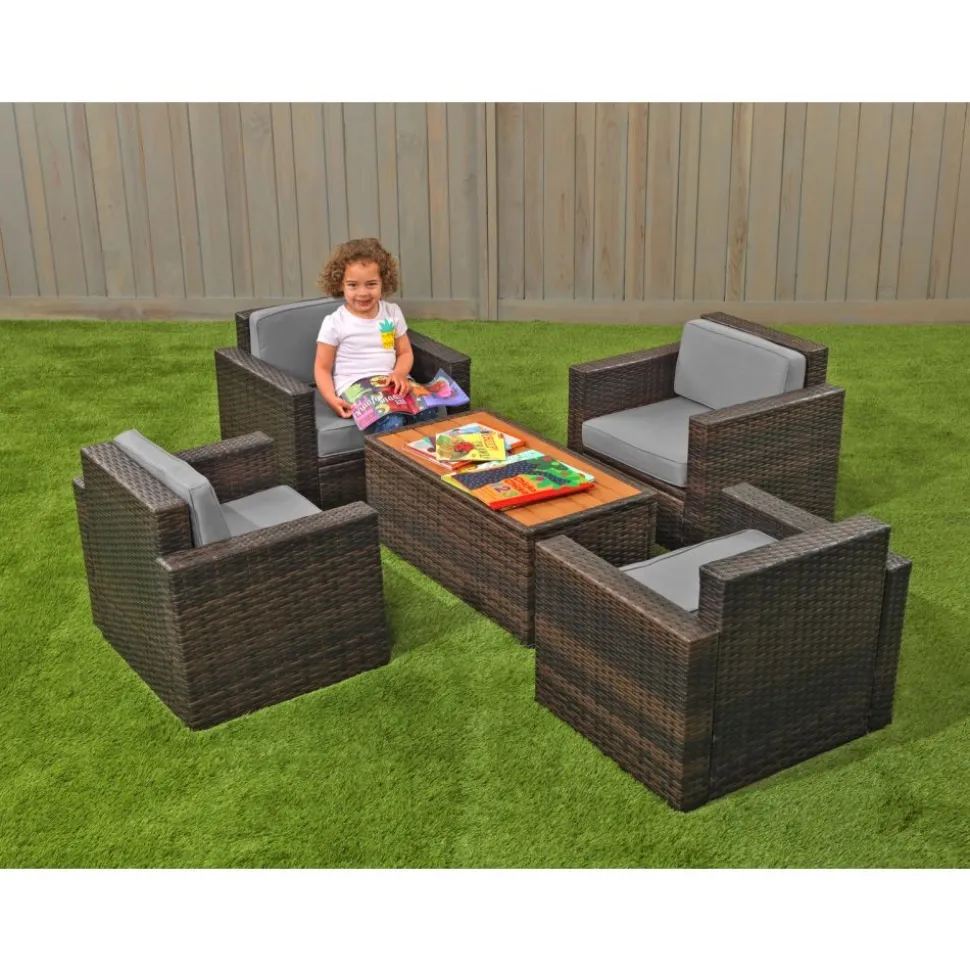 Excellerations® Outdoor Wicker Furniture 5-Piece Set (Preschool Height)