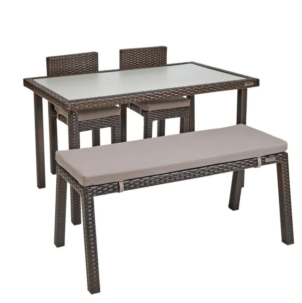 Excellerations® Outdoor Wicker Set - Table, Bench, & 2 Chairs 26" (School Age Height)