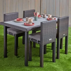 Excellerations® Outdoor Wicker Set - Table & 4 Chairs 26" (School Age Height)