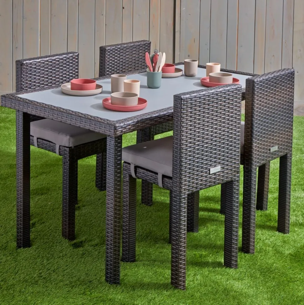 Excellerations® Outdoor Wicker Set - Table & 4 Chairs 26" (School Age Height)