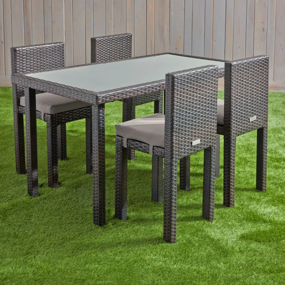 Excellerations® Outdoor Wicker Set - Table & 4 Chairs 26" (School Age Height)