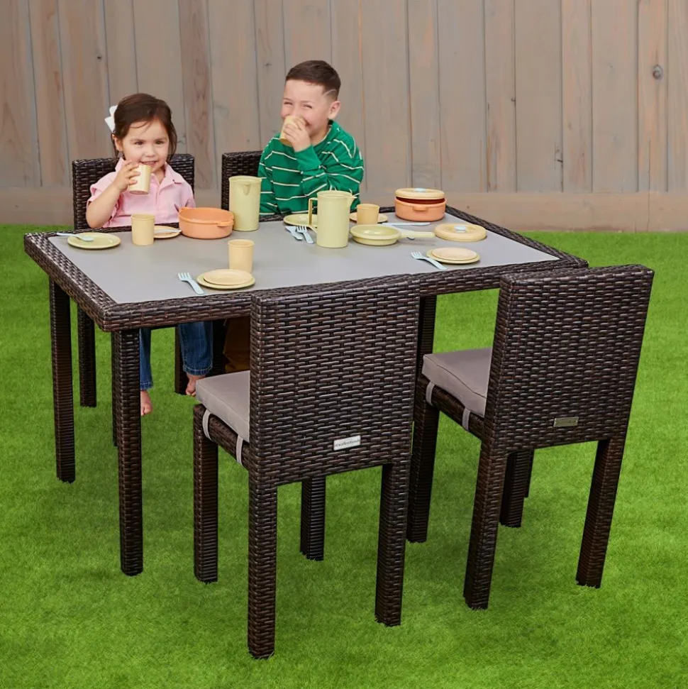 Excellerations® Outdoor Wicker Set - Table & 4 Chairs 26" (School Age Height)