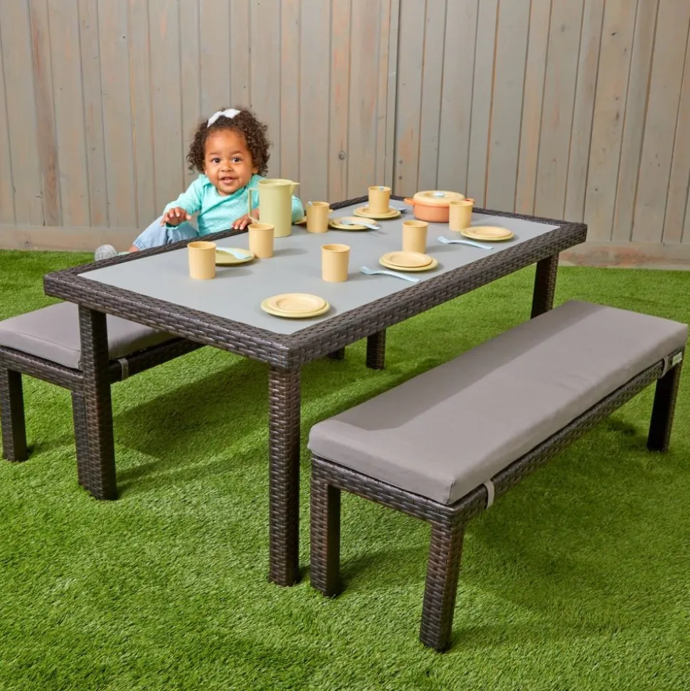 Excellerations® Outdoor Wicker Dining Set 21" (Preschool Height)