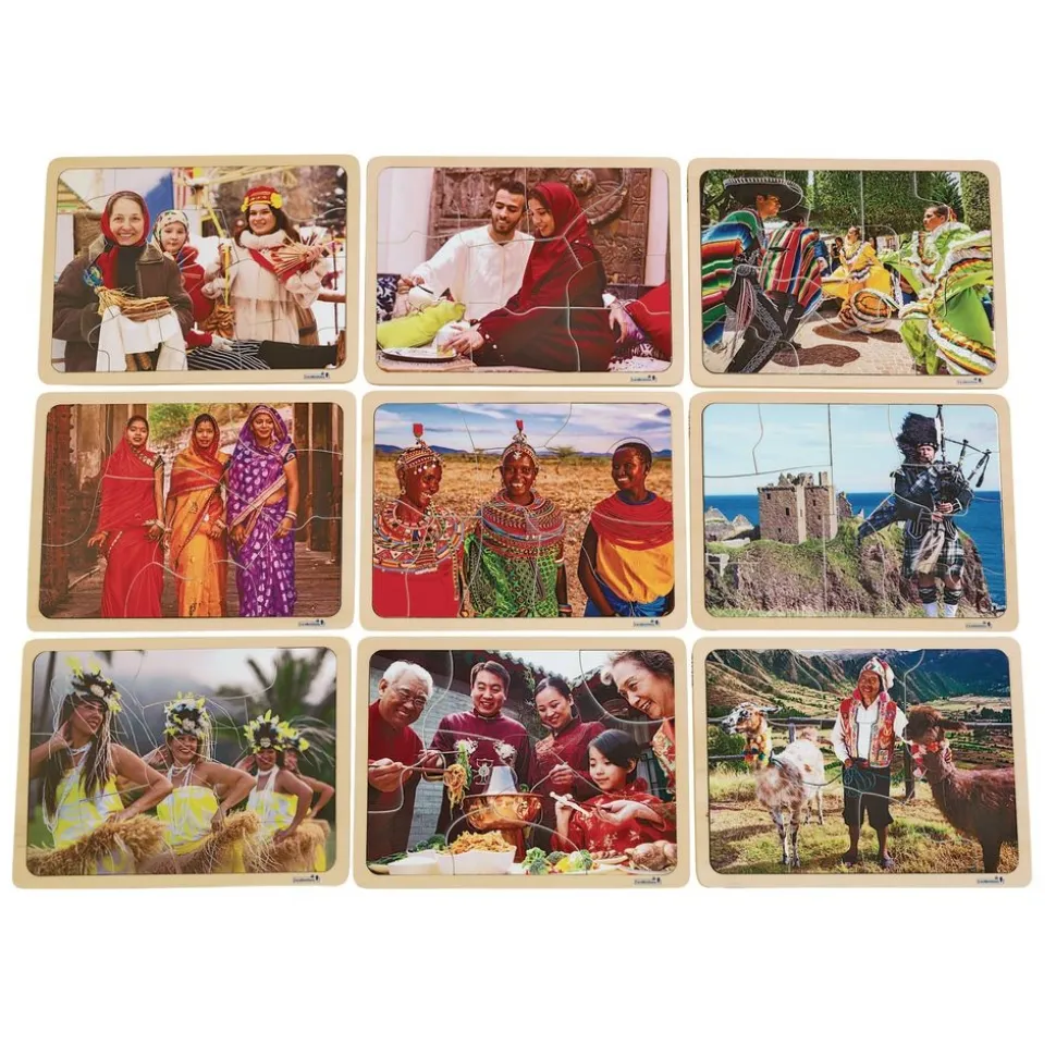 Excellerations® Photographic Multi-Cultural World Puzzles - Set of 9