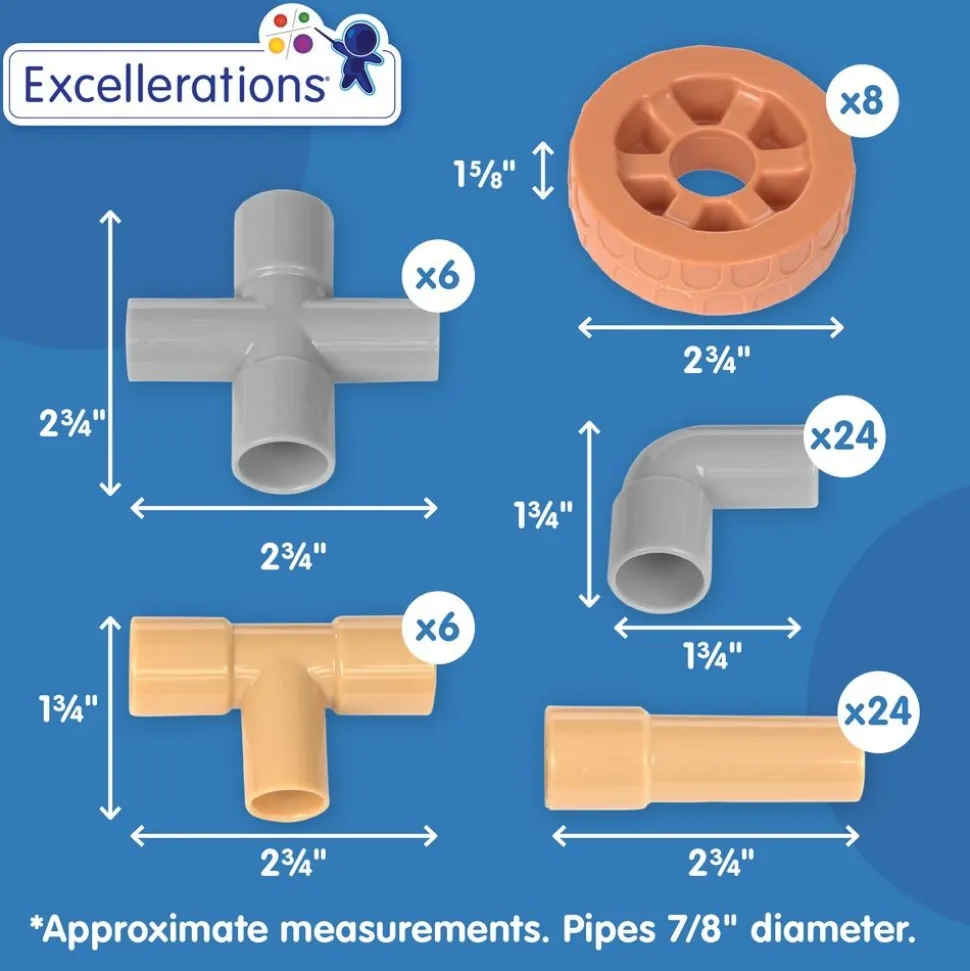 Excellerations® Pipetubes & Wheels Construction Set - 68 Pieces