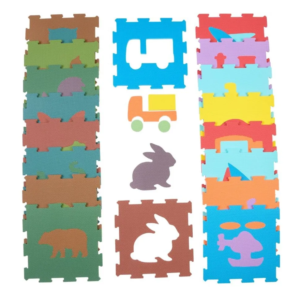 Excellerations® Play Mat Set: Woodland Animals & Transportation - Set of 18