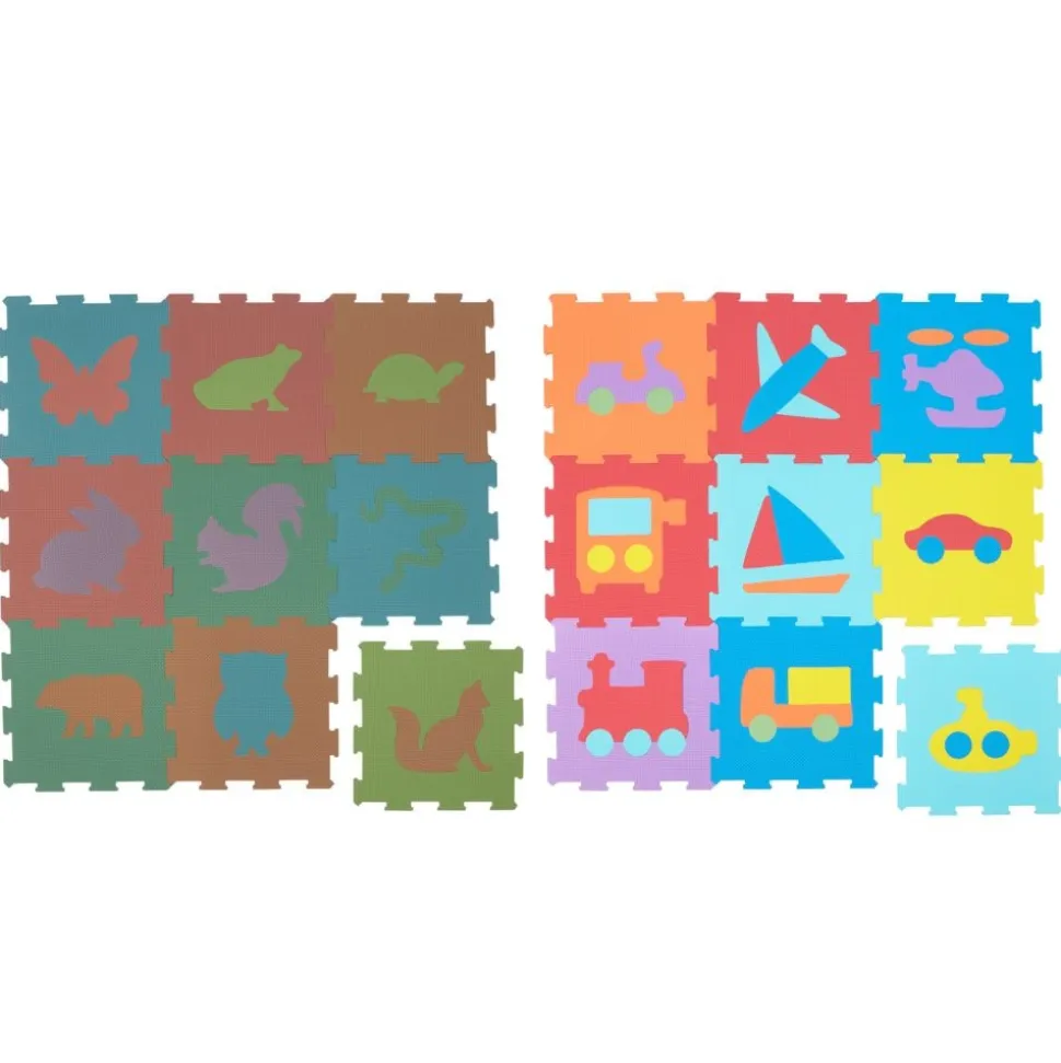 Excellerations® Play Mat Set: Woodland Animals & Transportation - Set of 18