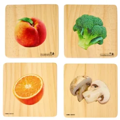 Excellerations® Reversible Wooden Vegetable & Fruit Tiles - Set of 36 Tiles