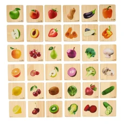 Excellerations® Reversible Wooden Vegetable & Fruit Tiles - Set of 36 Tiles