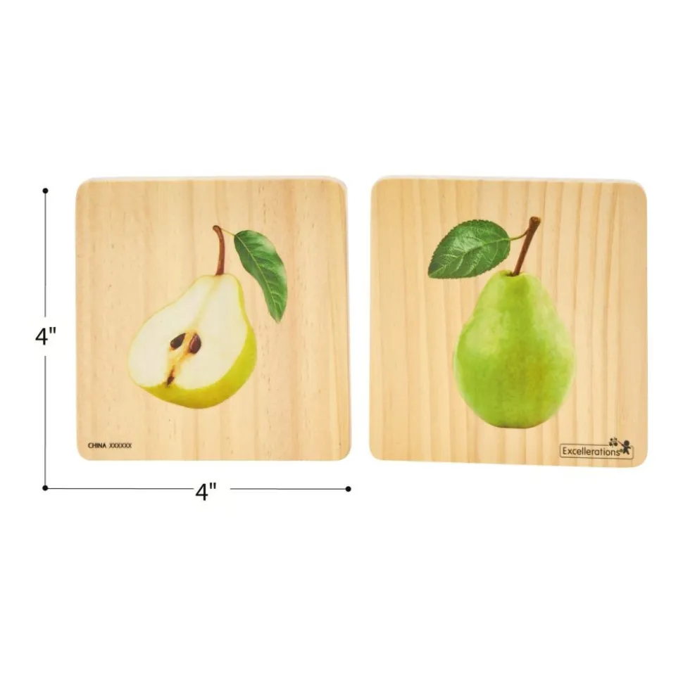 Excellerations® Reversible Wooden Fruit Tiles - Set of 18 Tiles