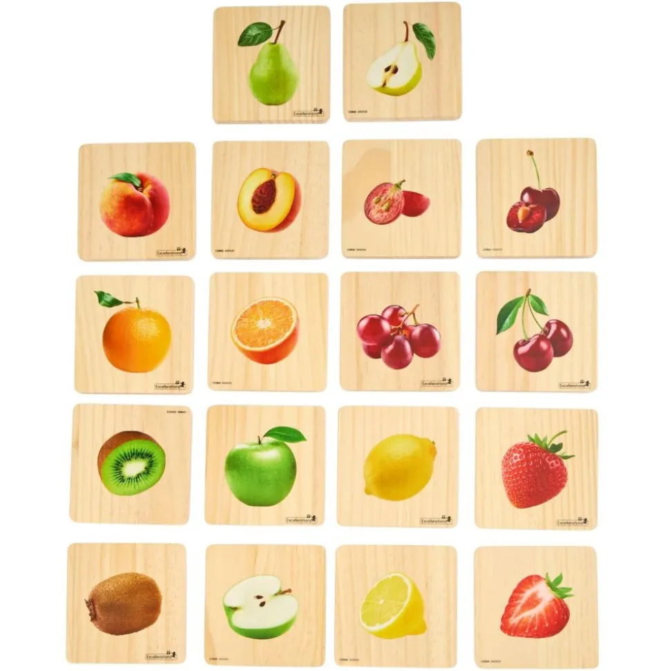 Excellerations® Reversible Wooden Fruit Tiles - Set of 18 Tiles