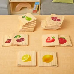 Excellerations® Reversible Wooden Fruit Tiles - Set of 18 Tiles