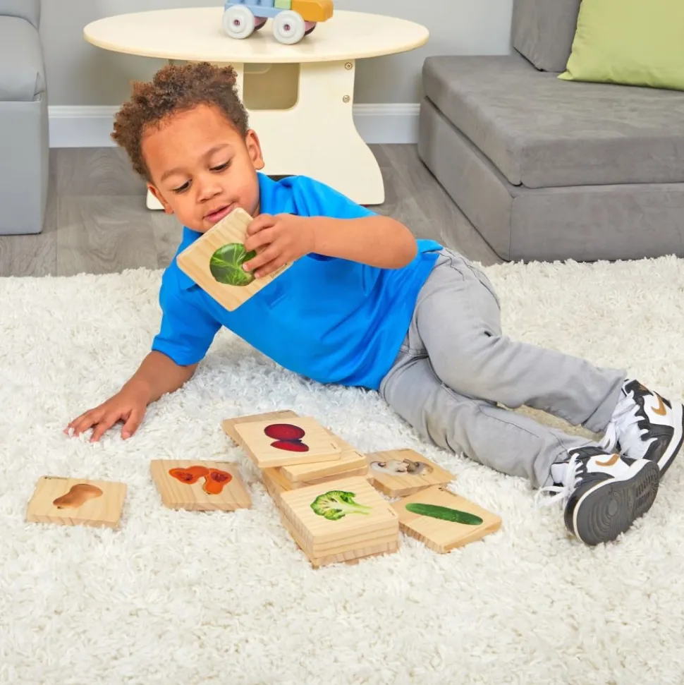 Excellerations® Reversible Wooden Vegetable Tiles - Set of 18