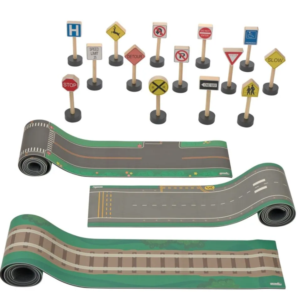 Excellerations® RouteRunner™ Roll Up Roadway Play Mats & Traffic Signs