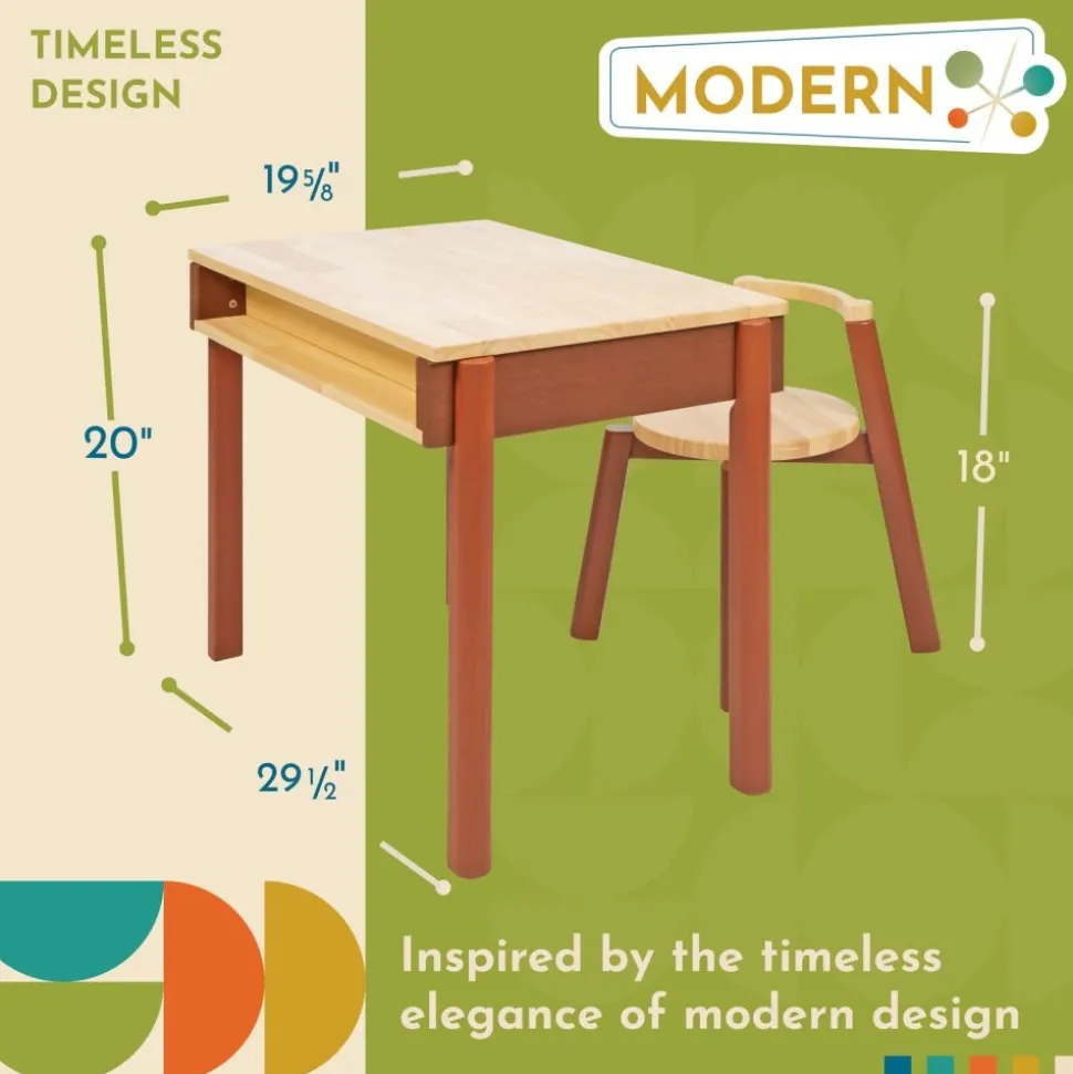Excellerations® Rubberwood Desk and Seat Set
