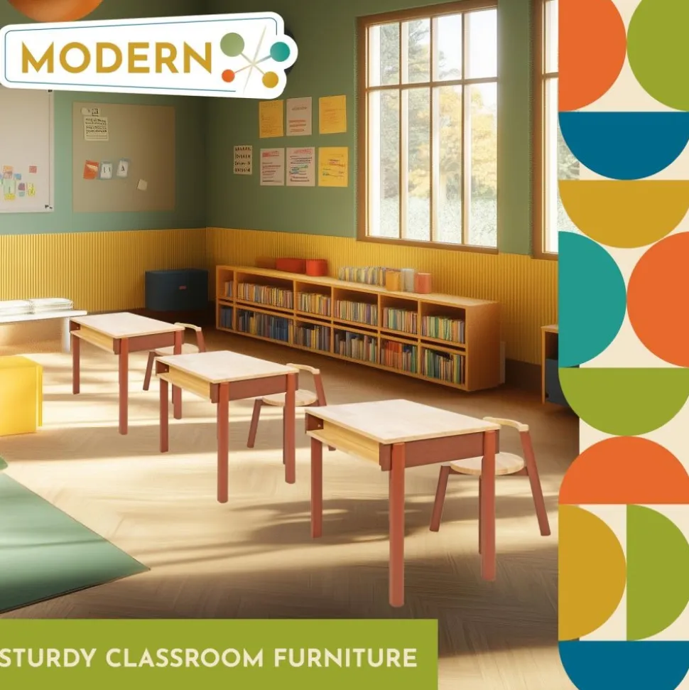 Excellerations® Rubberwood Desk and Seat Set