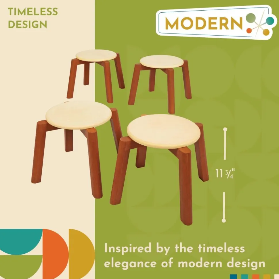 Excellerations® Rubberwood Stools Set of 4