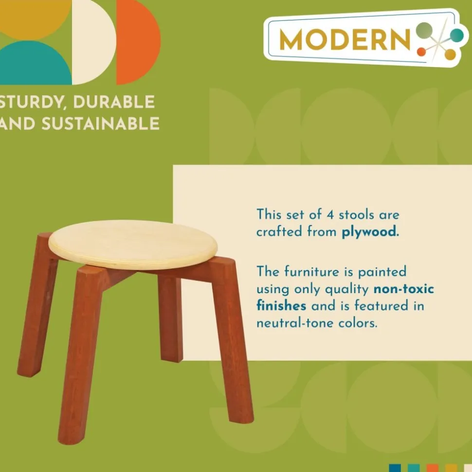 Excellerations® Rubberwood Stools Set of 4