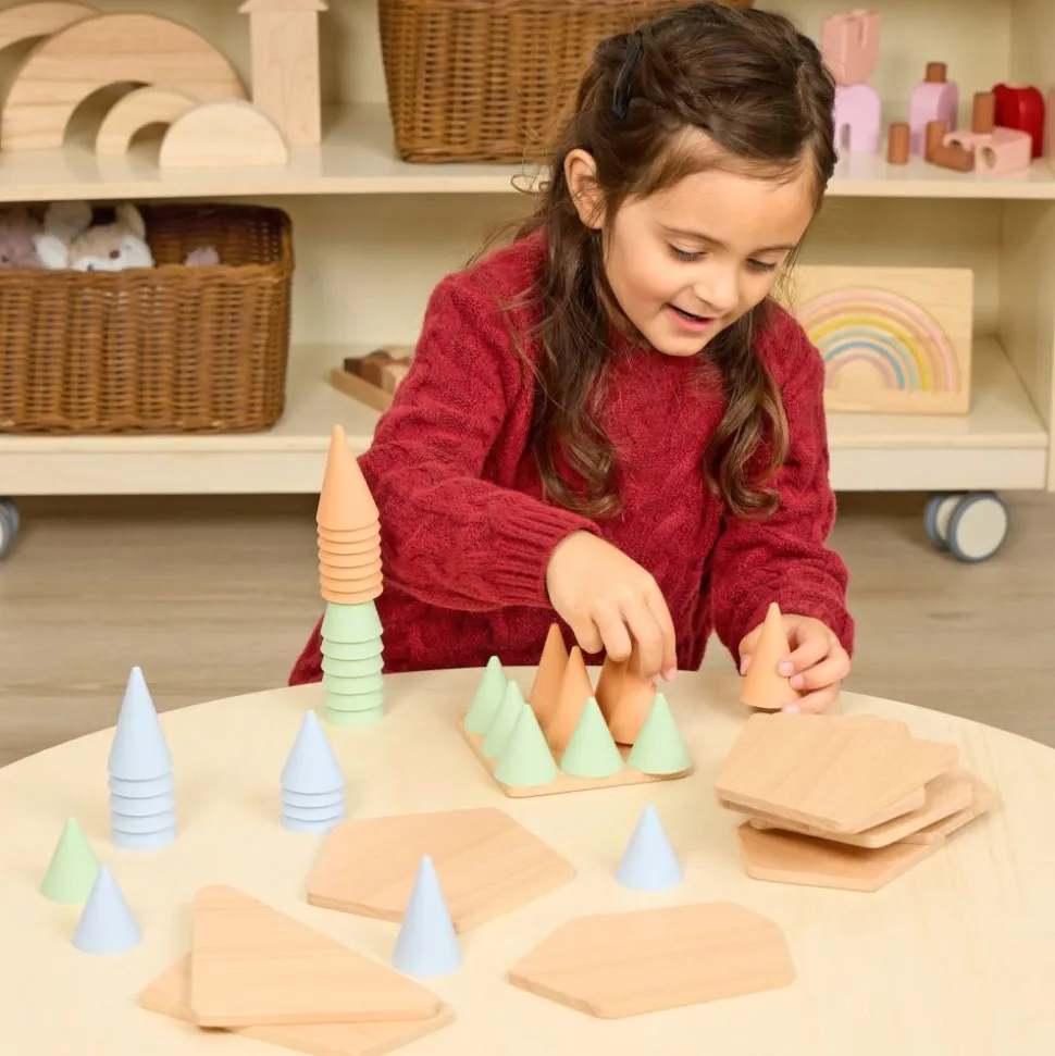 Excellerations® Stackable Wood and Silicone Cones - 48pcs