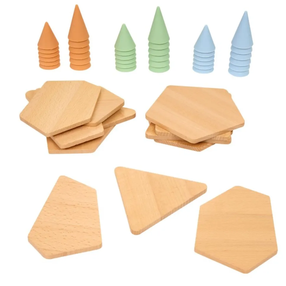 Excellerations® Stackable Wood and Silicone Cones - 48pcs