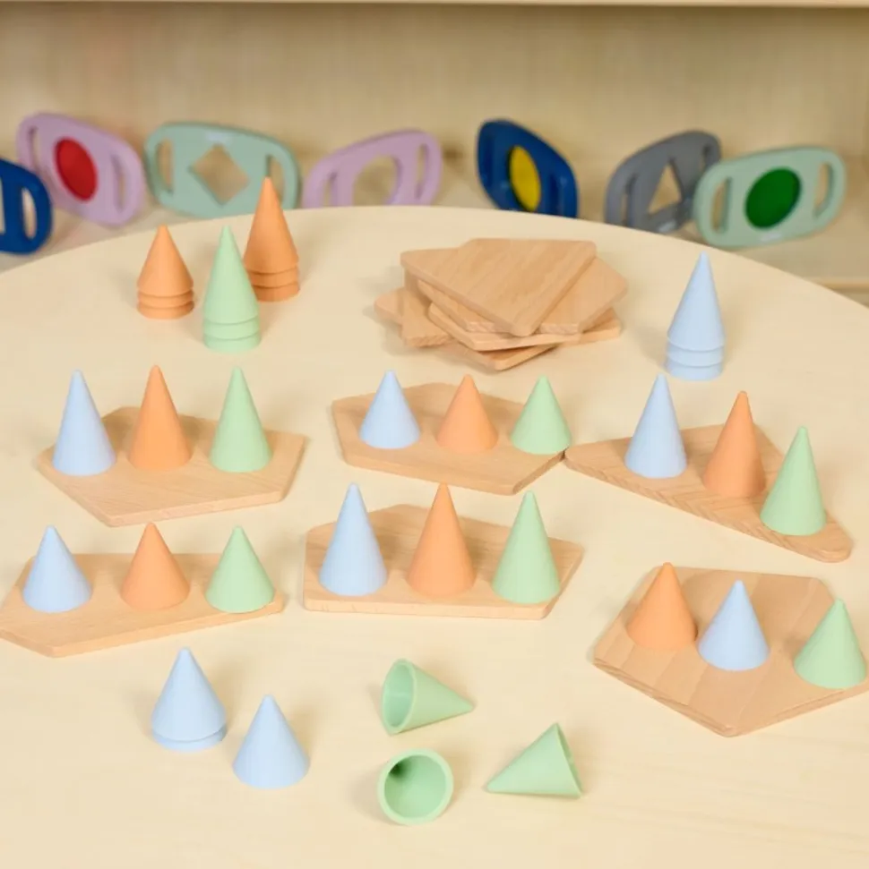 Excellerations® Stackable Wood and Silicone Cones - 48pcs