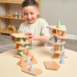 Excellerations® Stackable Wood and Silicone Cones - 48pcs