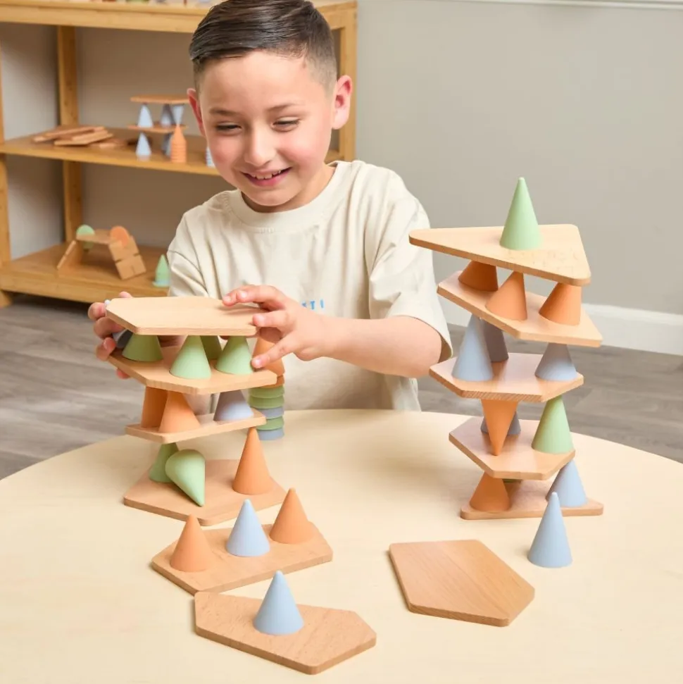 Excellerations® Stackable Wood and Silicone Cones - 48pcs