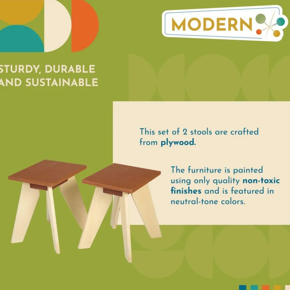 Excellerations® Sustainable Rubberwood Play Stools Set of 2