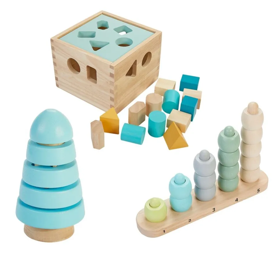 Excellerations® Sustainably Harvested Rubberwood Stacking Play Toys