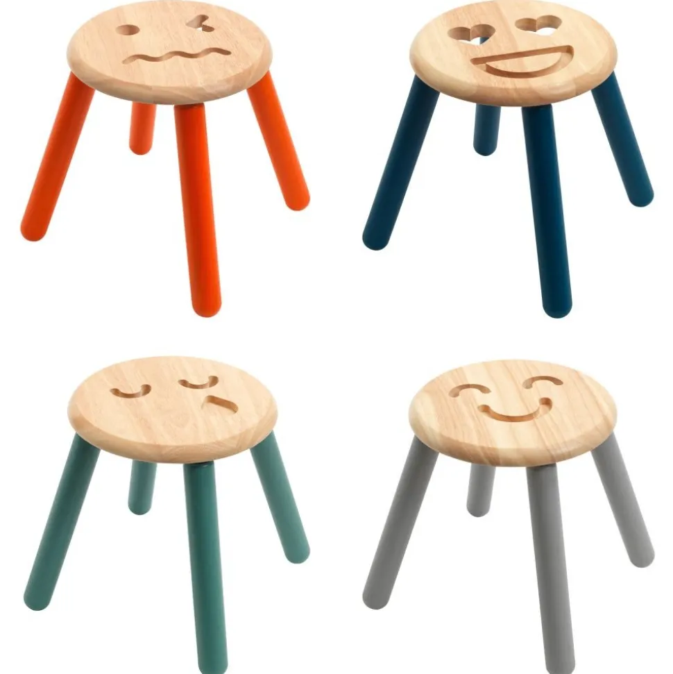 Excellerations® Sustainably Harvested Rubber Wood Emotions Stool - Set of 4