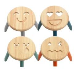 Excellerations® Sustainably Harvested Rubber Wood Emotions Stool - Set of 4