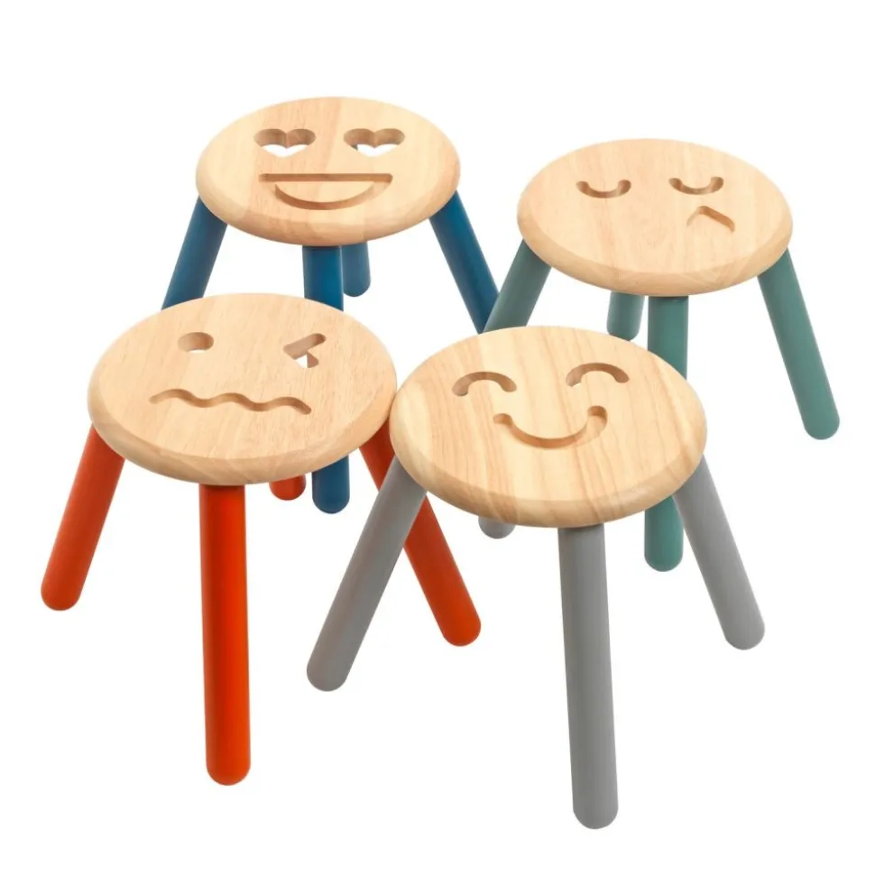 Excellerations® Sustainably Harvested Rubber Wood Emotions Stool - Angry