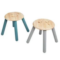 Excellerations® Sustainably Harvested Rubber Wood Emotions Stool - Set of 2 Emotions, Happy and Sad