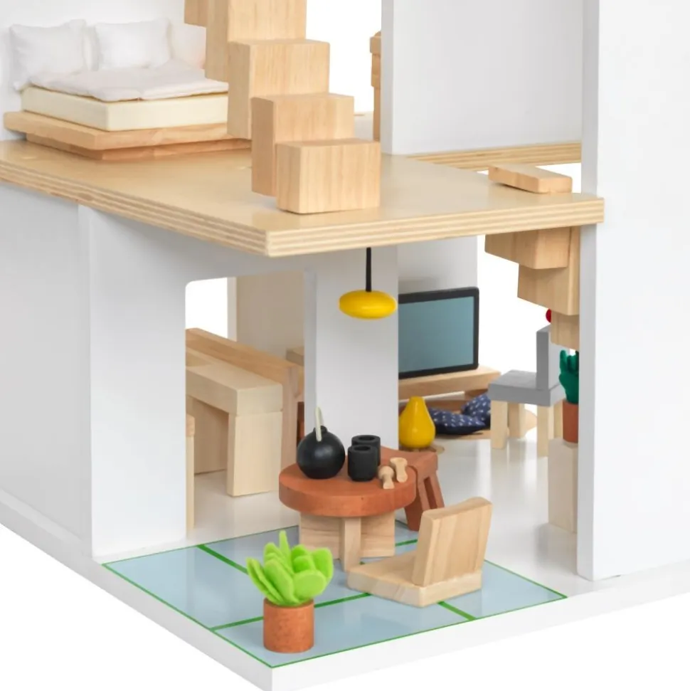 Excellerations® Sustainably Harvested Rubberwood Modern Dollhouse
