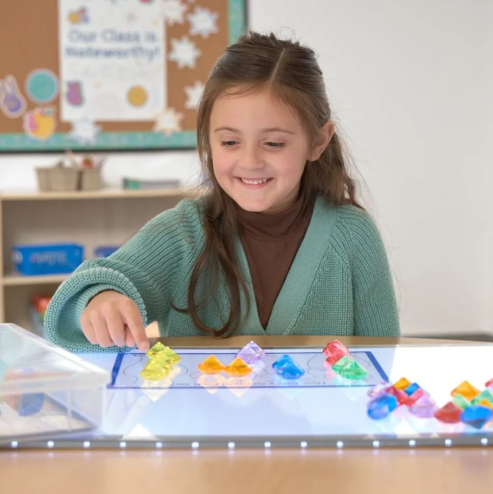 Excellerations®ThinkTotes™ Light Table Math Activity Sets: Food, Fish, & Gems 303pcs