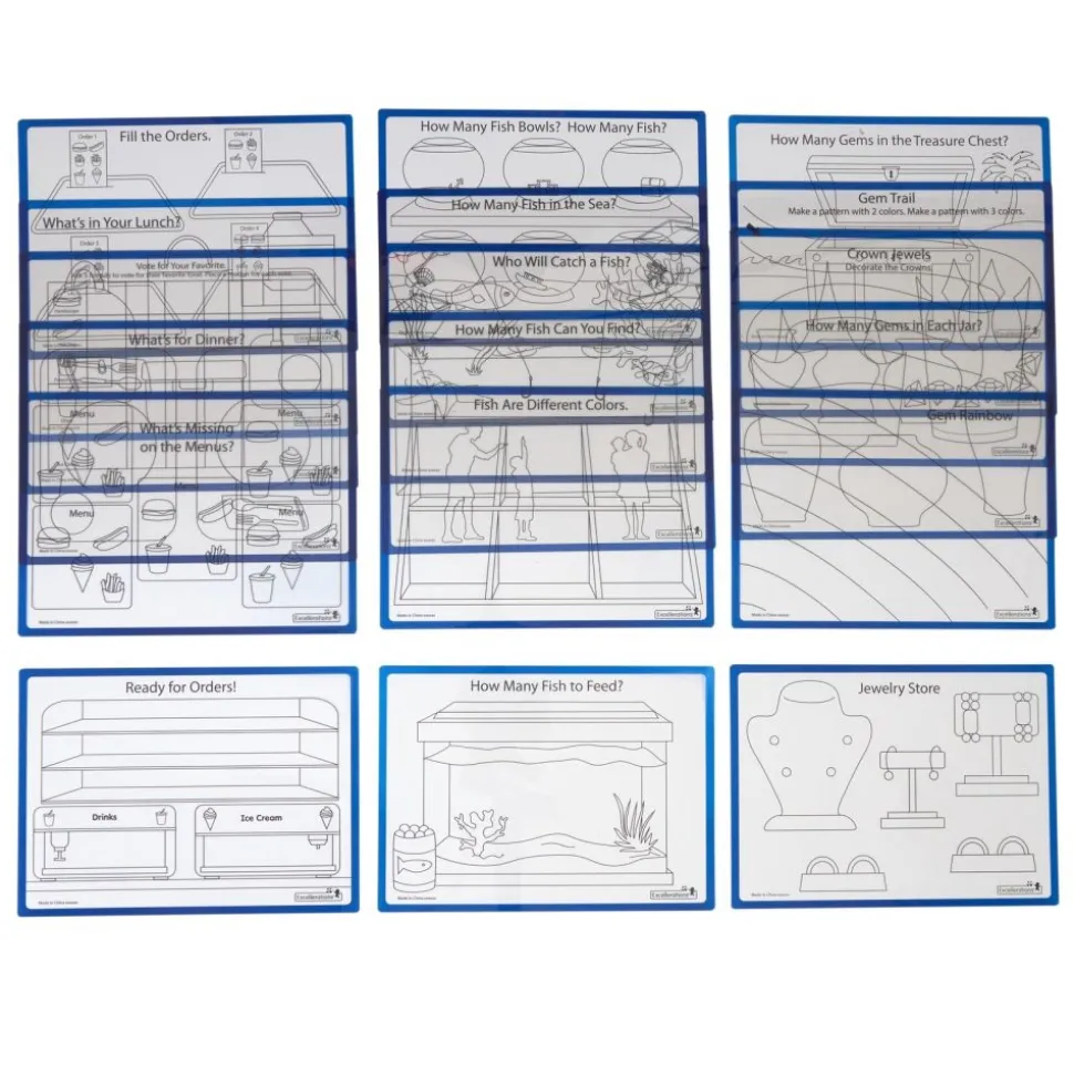 Excellerations®ThinkTotes™ Light Table Math Activity Sets: Food, Fish, & Gems 303pcs