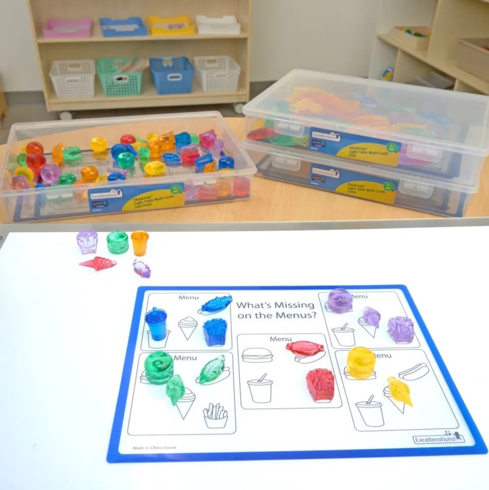 Excellerations®ThinkTotes™ Light Table Math Activity Sets: Food, Fish, & Gems 303pcs