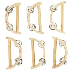 Excellerations® Toddler Easy-Hold Wooden Tambourine Set of 6