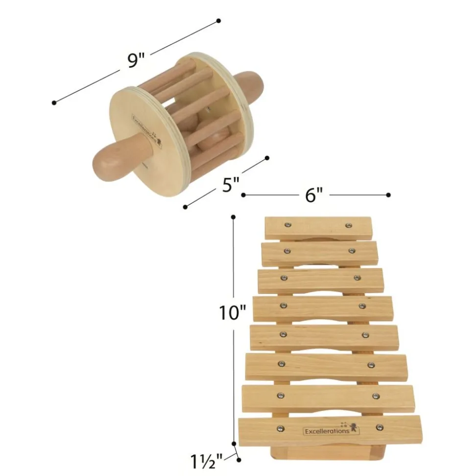 Excellerations® Toddler Musical Instrument Set - 3-Piece Wooden Music Set