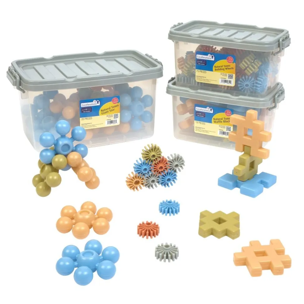 Excellerations® Toddler Natural Tone Manipulatives Set of 3 - 113 pieces