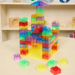 Excellerations® Translucent Building Bricks With Baseplate Lid - 60 pcs
