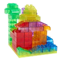 Excellerations® Translucent Building Bricks With Baseplate Lid - 60 pcs