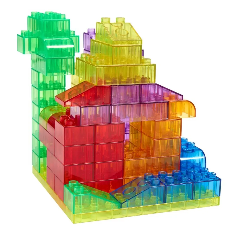 Excellerations® Translucent Building Bricks With Baseplate Lid - 60 pcs