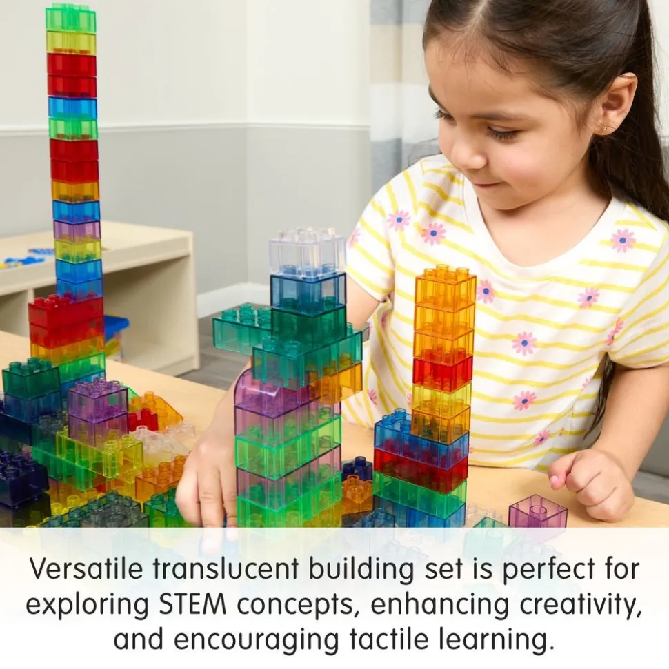 Excellerations® Translucent Building Bricks & 4 Baseplates Kit - 144pcs