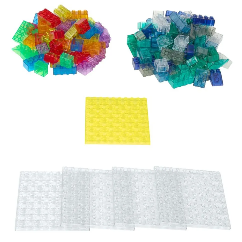 Excellerations® Translucent Building Bricks & 4 Baseplates Kit - 144pcs