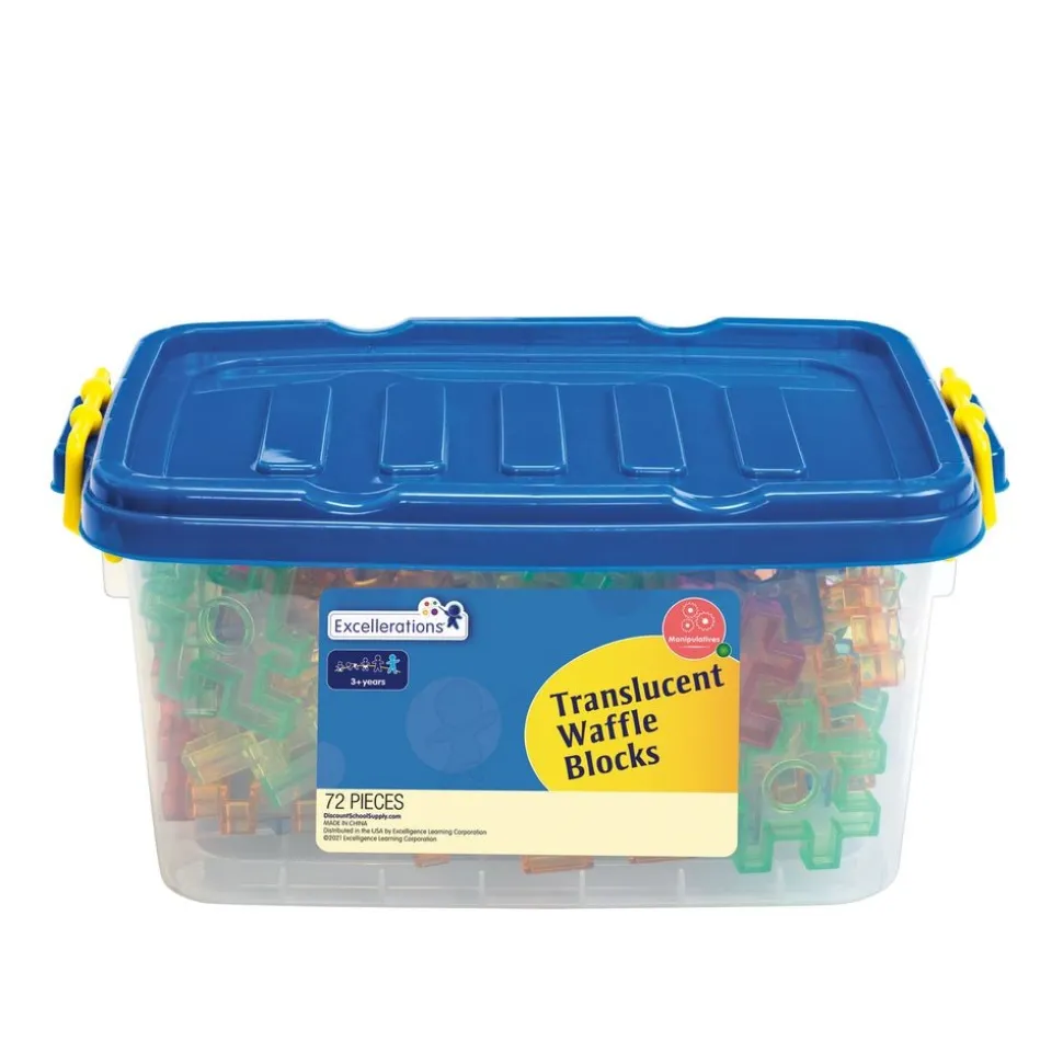 Excellerations® Translucent Waffle Blocks - 72 Pieces