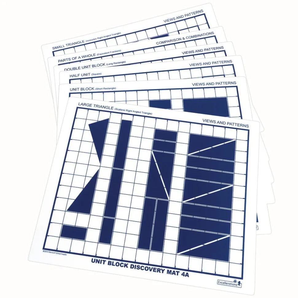 Excellerations® Unit Block Discovery Double-Sided Mats 23" x 19" - Set of 6