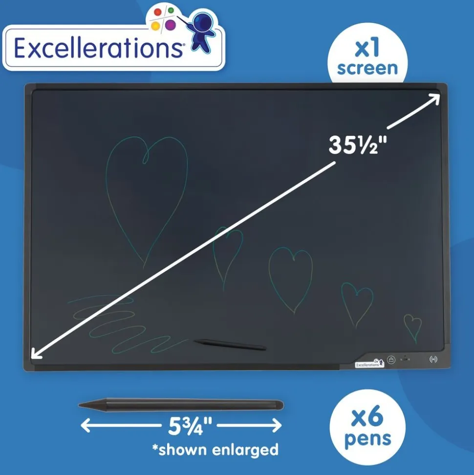 Excellerations® WallScribe™ LCD Board + 6 Stylus Pens