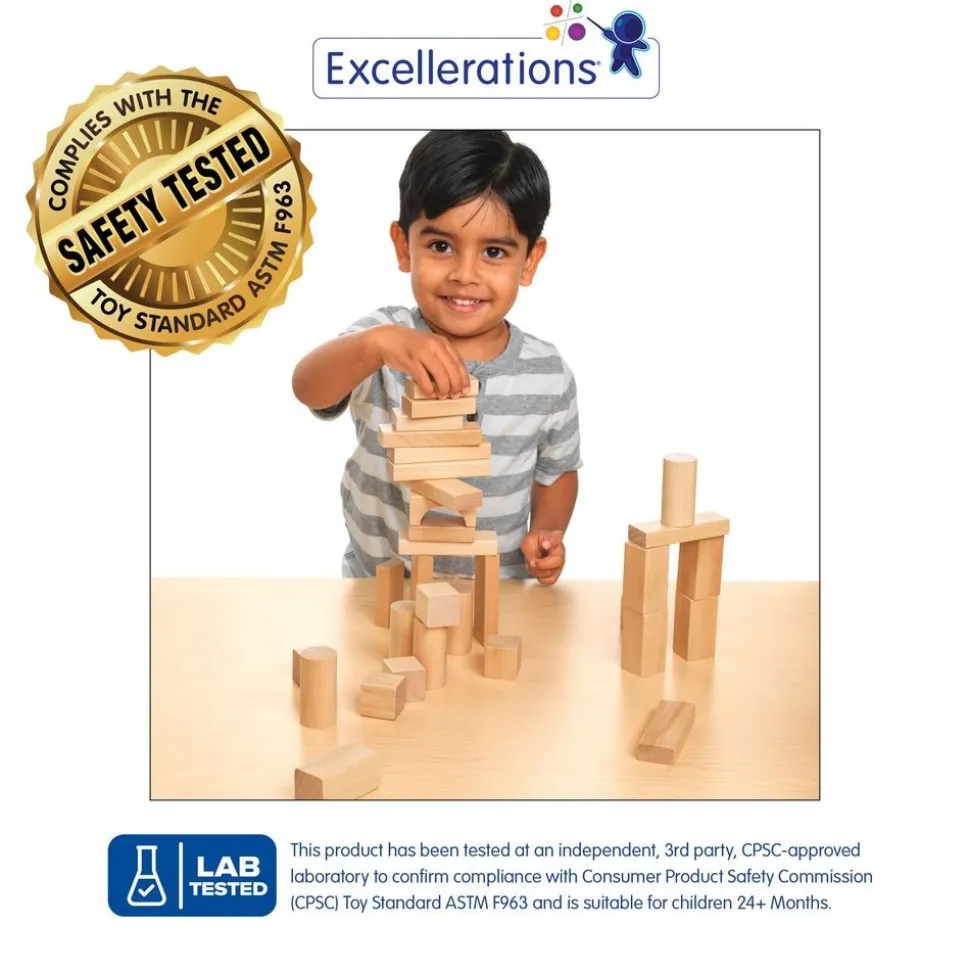 Excellerations® Wooden Building Blocks - Set of 50