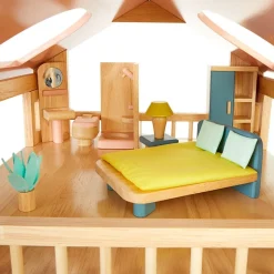 Excellerations® Wooden Deluxe Dollhouse - 28 Pieces - Natural